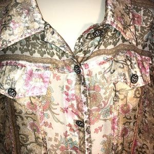 Alain Weiz 100% Silk Floral Beaded Jacket Sz 16